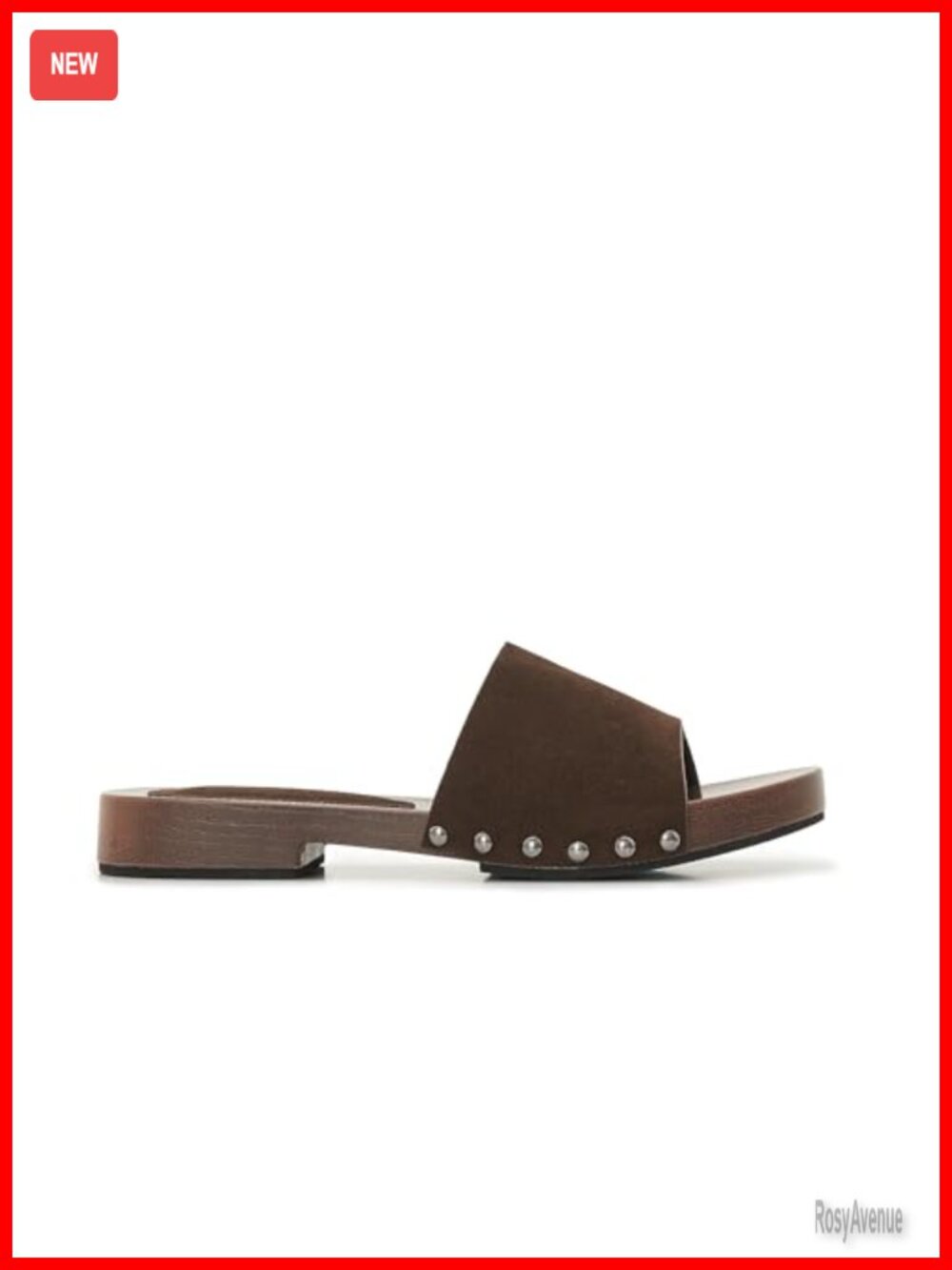 Faux Suede Studded Wooden Block Heel Mules Open Toe Platform Clogs